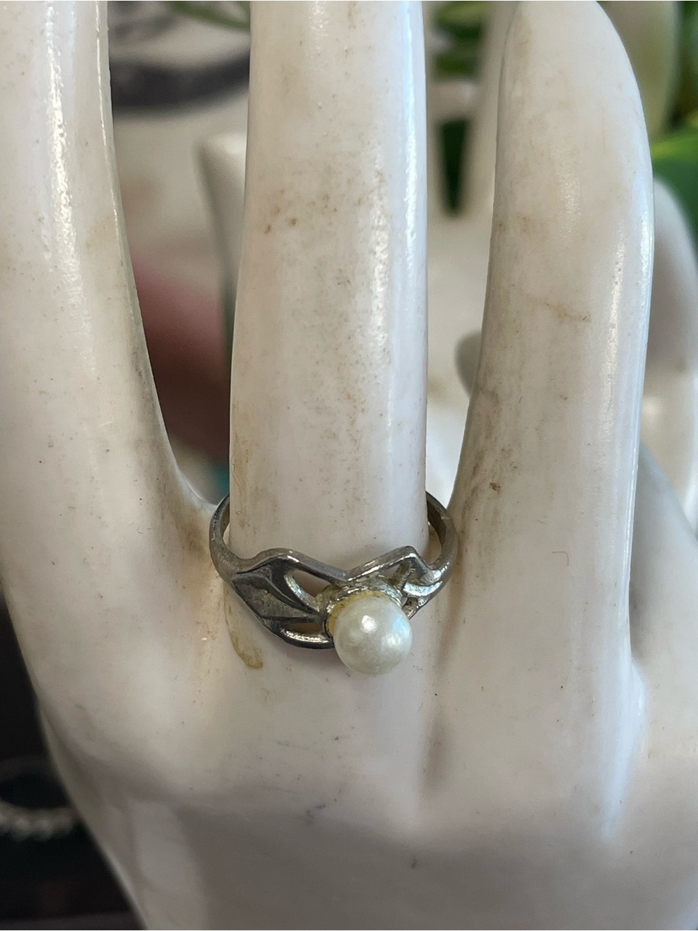 Classic Pearl Accent Ring in Silver and Gold-Tone